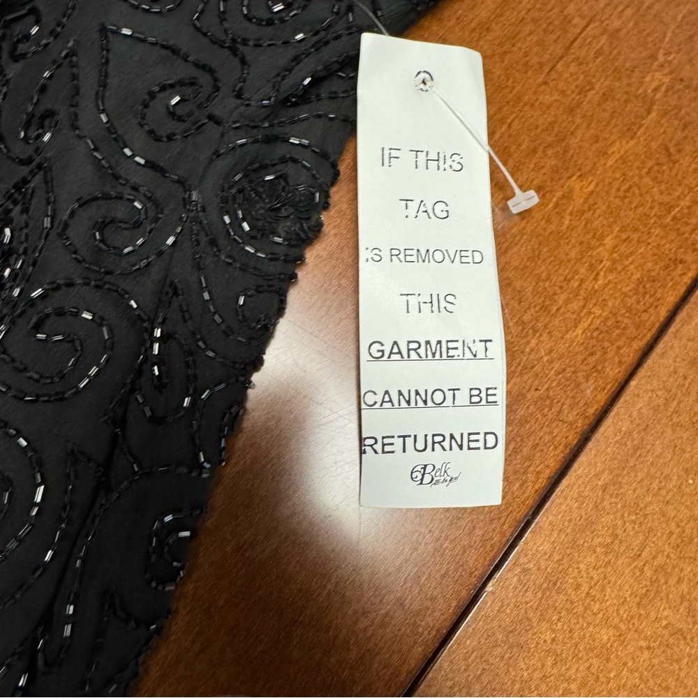 NWT Vintage Patra Petites 100% Silk Beaded Sequined Evening Top Black 80’s Sz MP - Picture 7 of 11